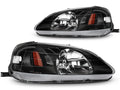 Headlight Assembly for Honda Civic (1999–2000) Black Light Pair