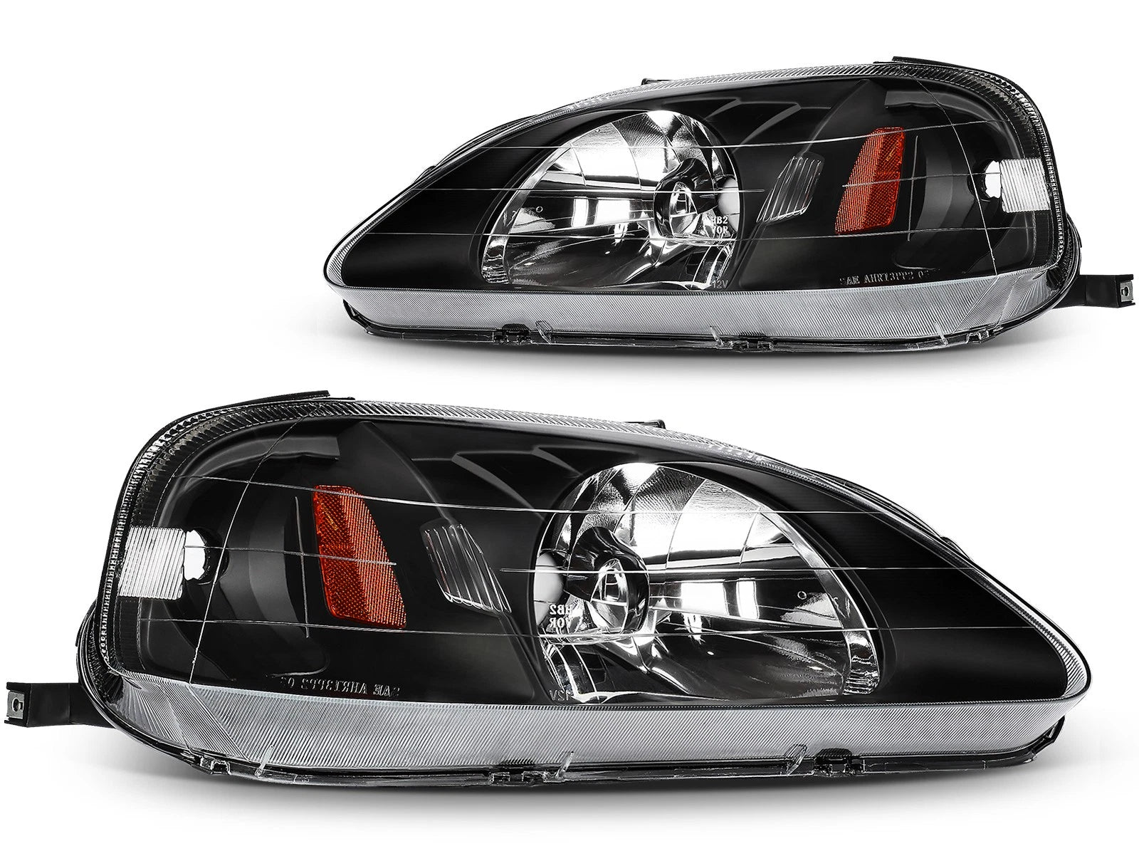 Headlight Assembly for Honda Civic (1999–2000) Black Light Pair
