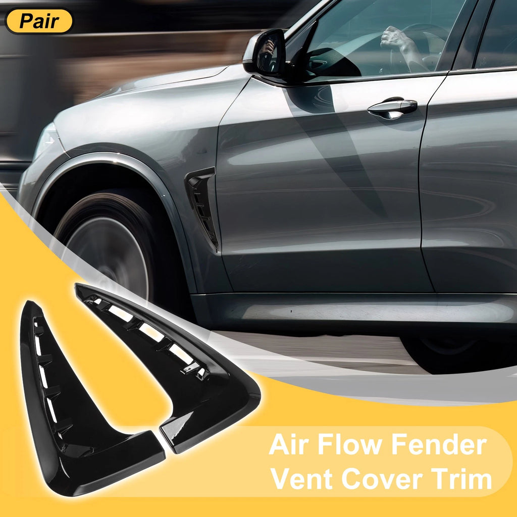 Air Flow Fender Vent Cover Trim for BMW X5 F15 M Sport (2014–2018) 1 Pair Glossy Black