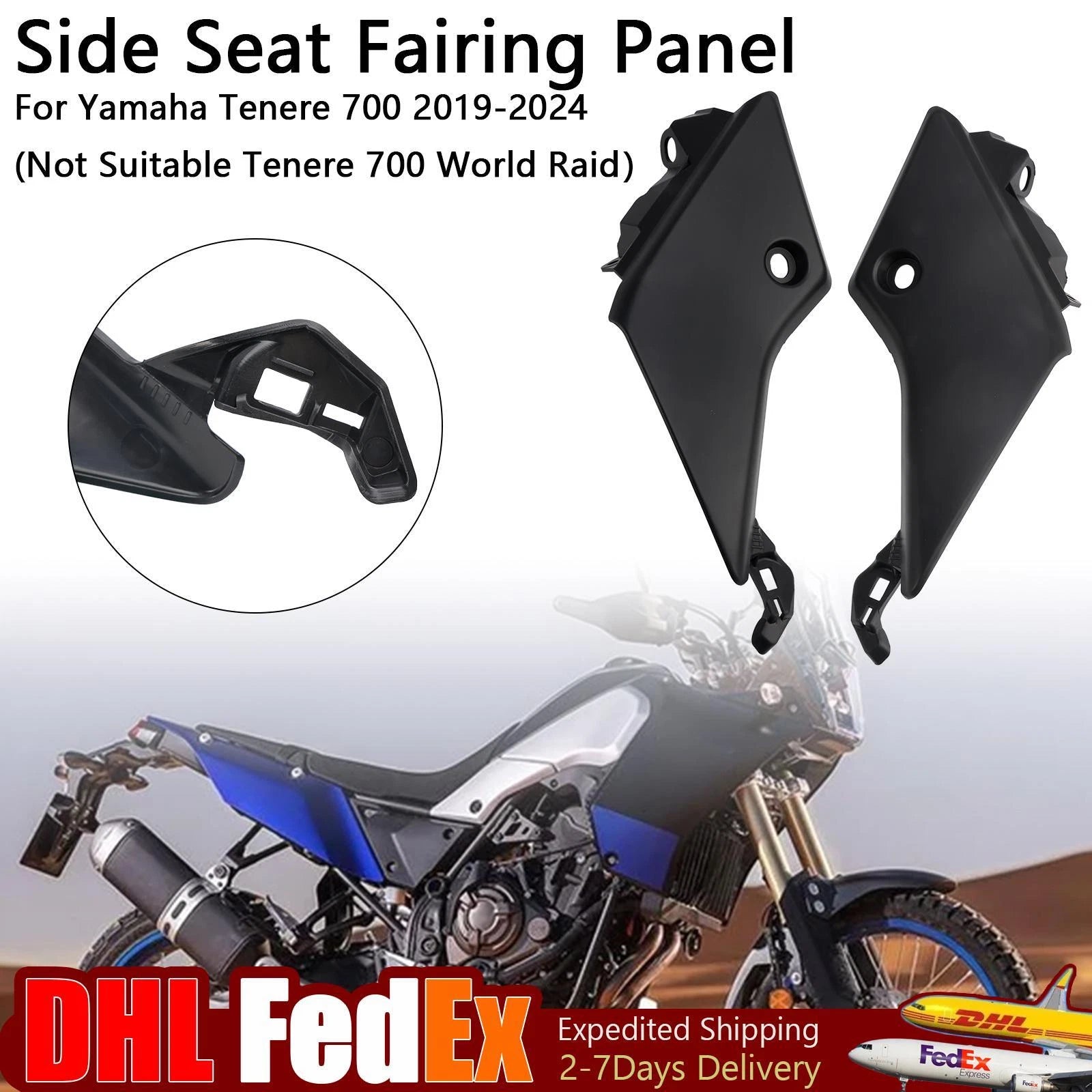 Side Seat Fairing Panel Cowl for Yamaha Tenere 700 (2019–2024) Black