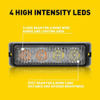 2X Amber LED Strobe Beacon Warning Light for Car Truck