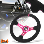 NRG RST-006S-FHA Steering Wheel for Universal Fit (350mm, Suede, Fuchsia Stitch)