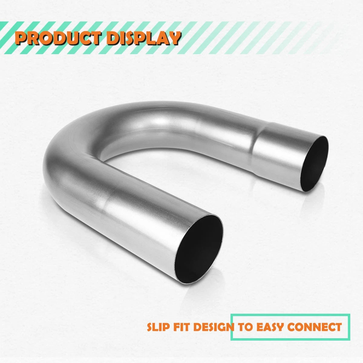 3.0" OD Mild Steel 180 Degree Slip-Fit Exhaust U-Bend for Custom Applications