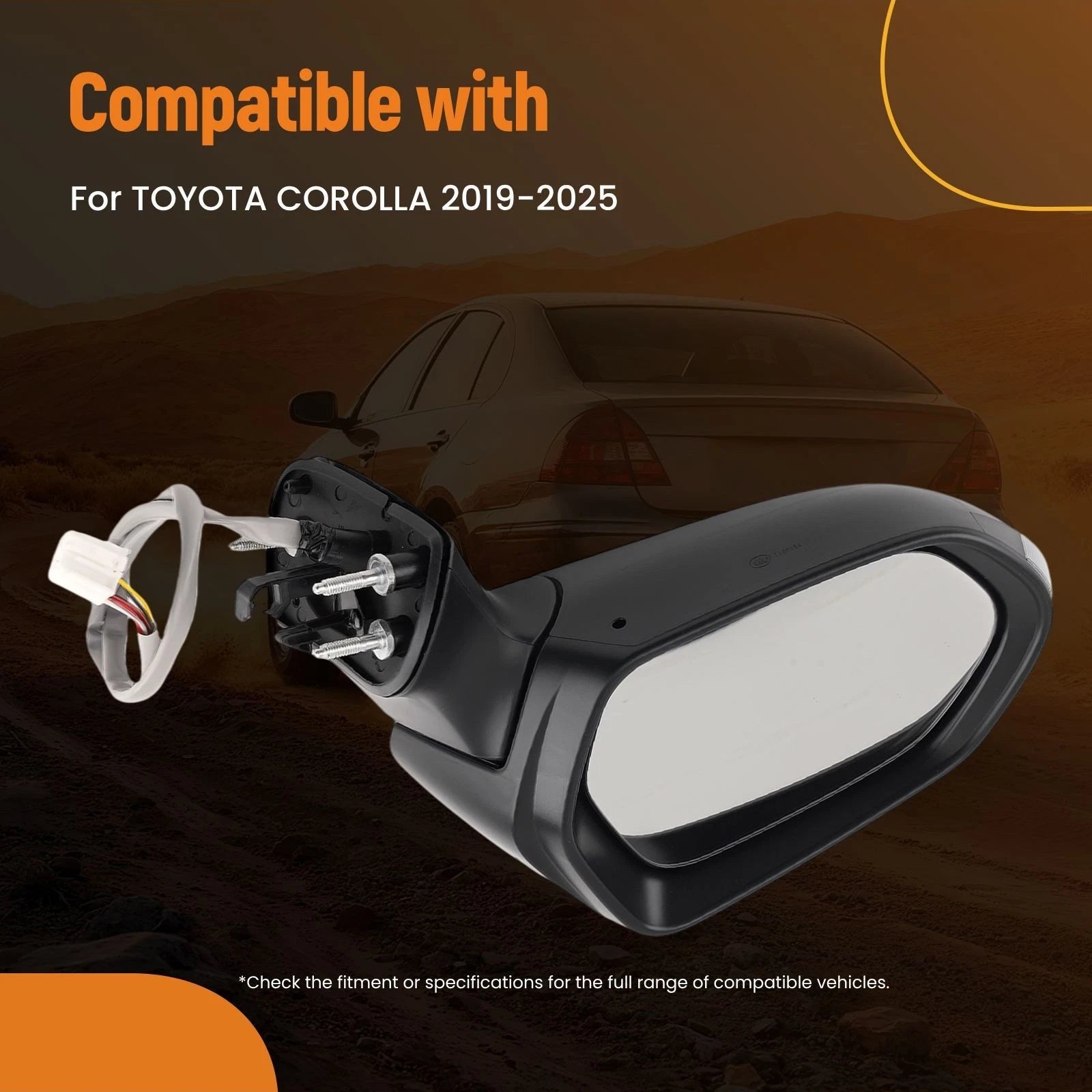 Driver Mirror for Toyota Corolla SE Hatchback (2019–2024) Heated Power Signal