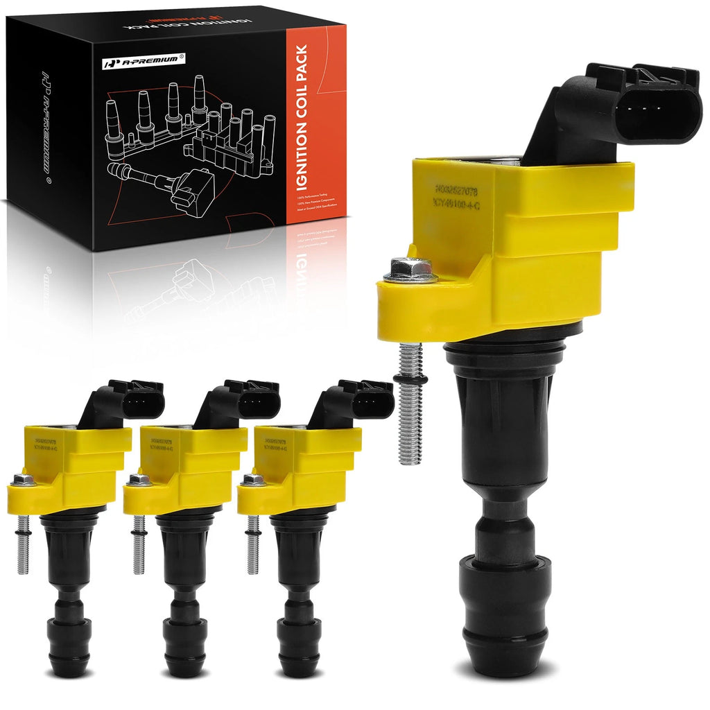 Set of 4 Yellow Ignition Coils for Chevrolet Equinox Malibu GMC Terrain