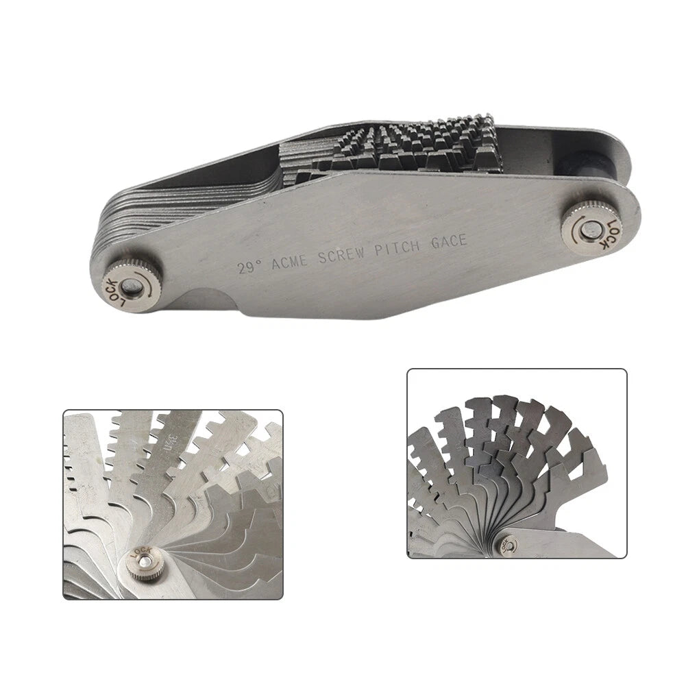16pcs Screw Pitch Gauge for Automotive Thread Measurement (Stainless Steel)