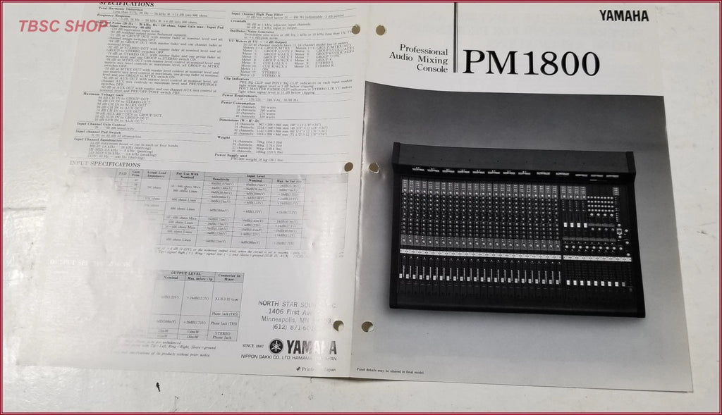 Yamaha PM1800 Mixing Console Sales Brochure