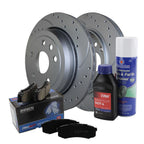 Rear Brake Kit Set of 4 Drilled Slotted 330mm Rotors Akebono Pads for Dodge Jeep
