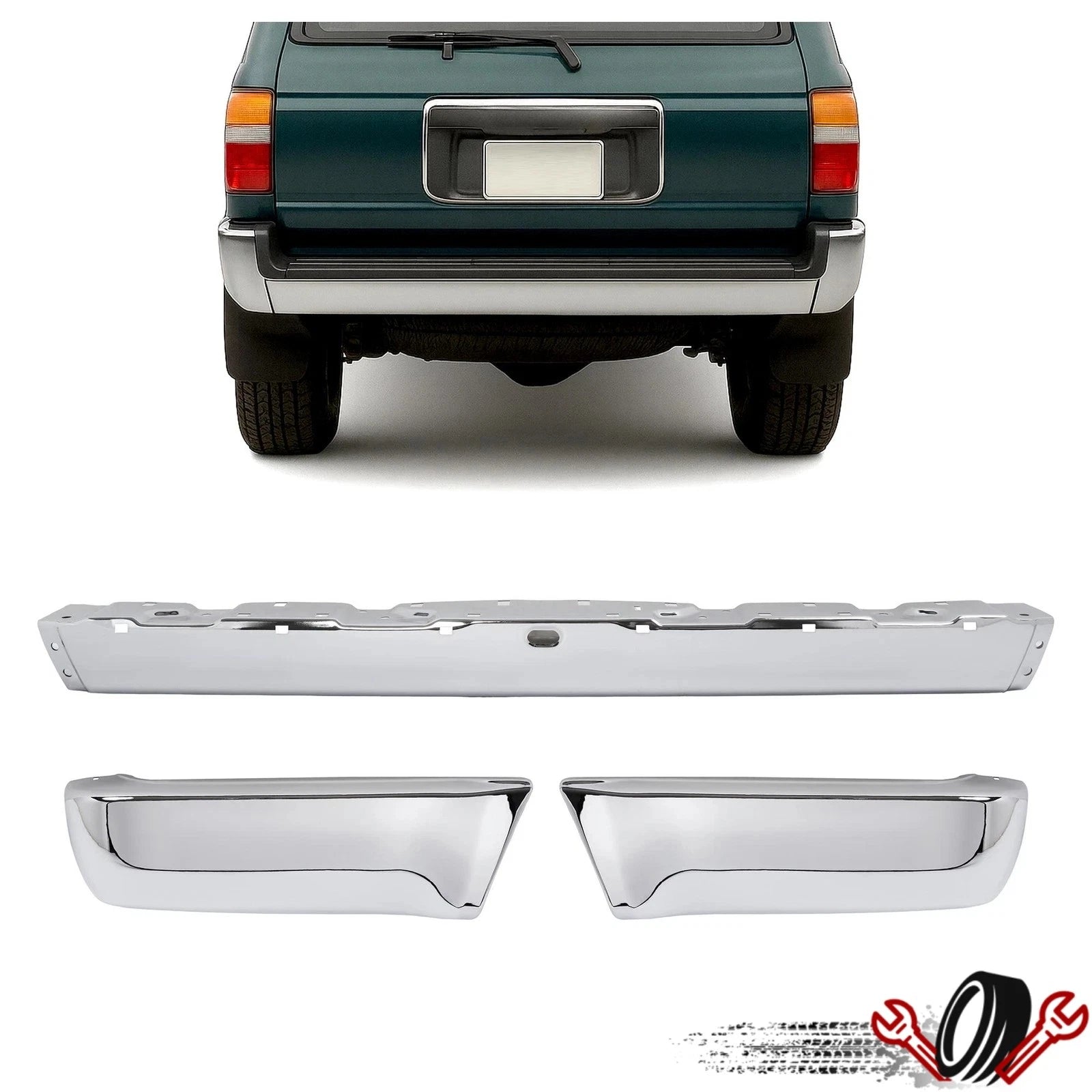 Set of 2 Chrome Bumper End Cap Covers for Toyota 4Runner (1990–1995)