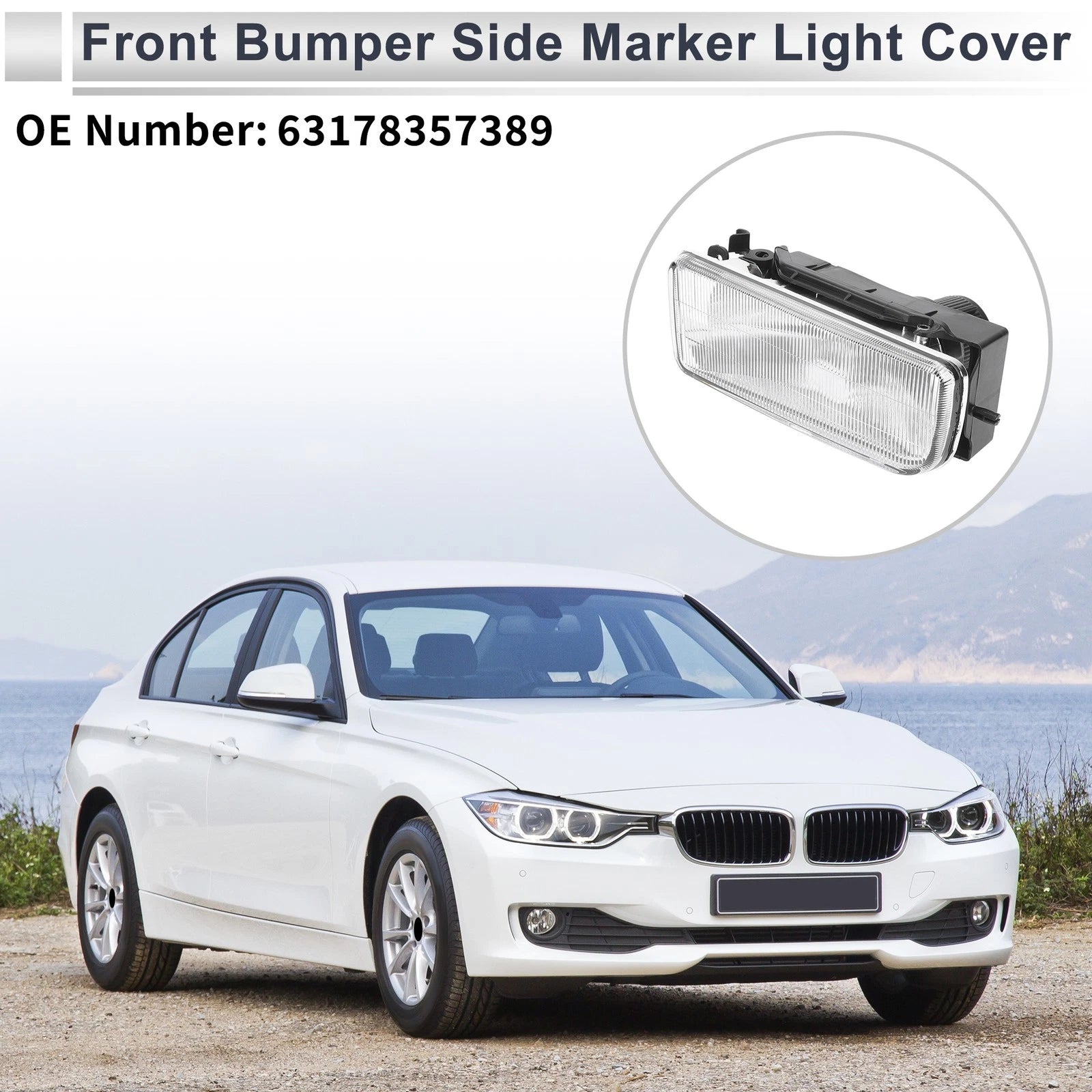 1 Pc Left Front Bumper Side Marker Light Cover for BMW 3 (No.63178357389)
