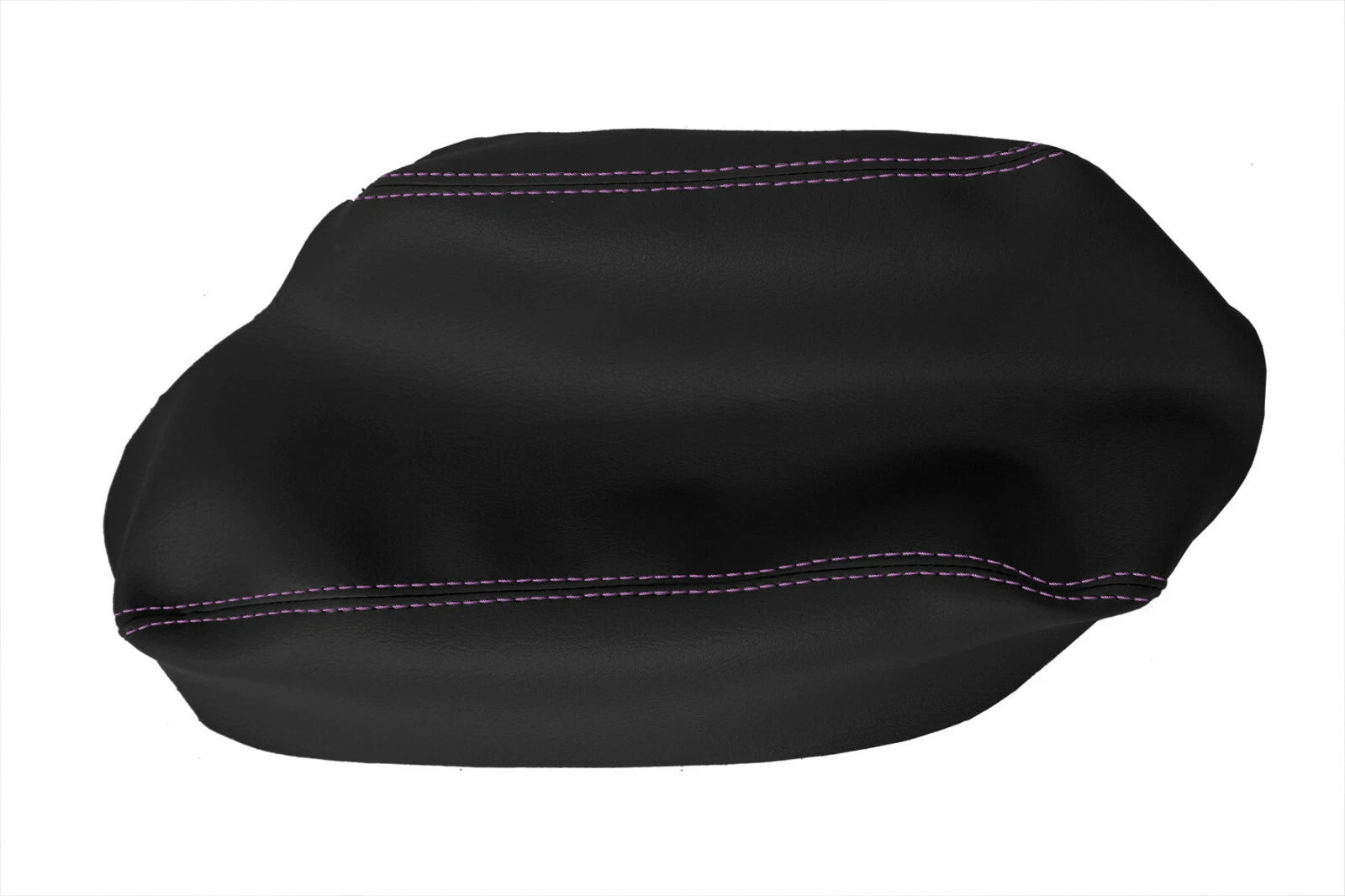 Leather Console Lid Armrest Cover for Subaru Crosstrek (2018–2020) Black Purple Stitch