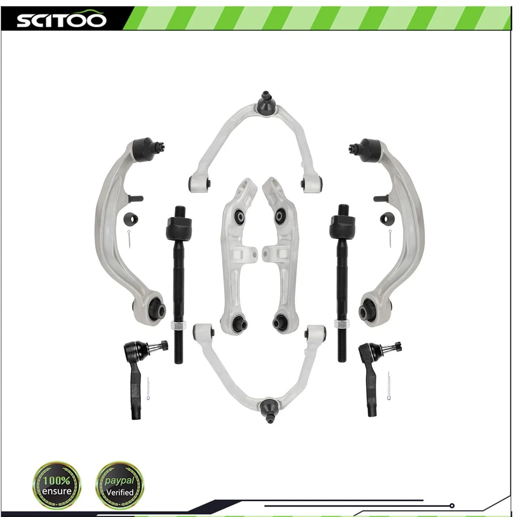 10Pcs Front Control Arm with Ball Joints Tie Rod End for Nissan 350Z (2003–2009)