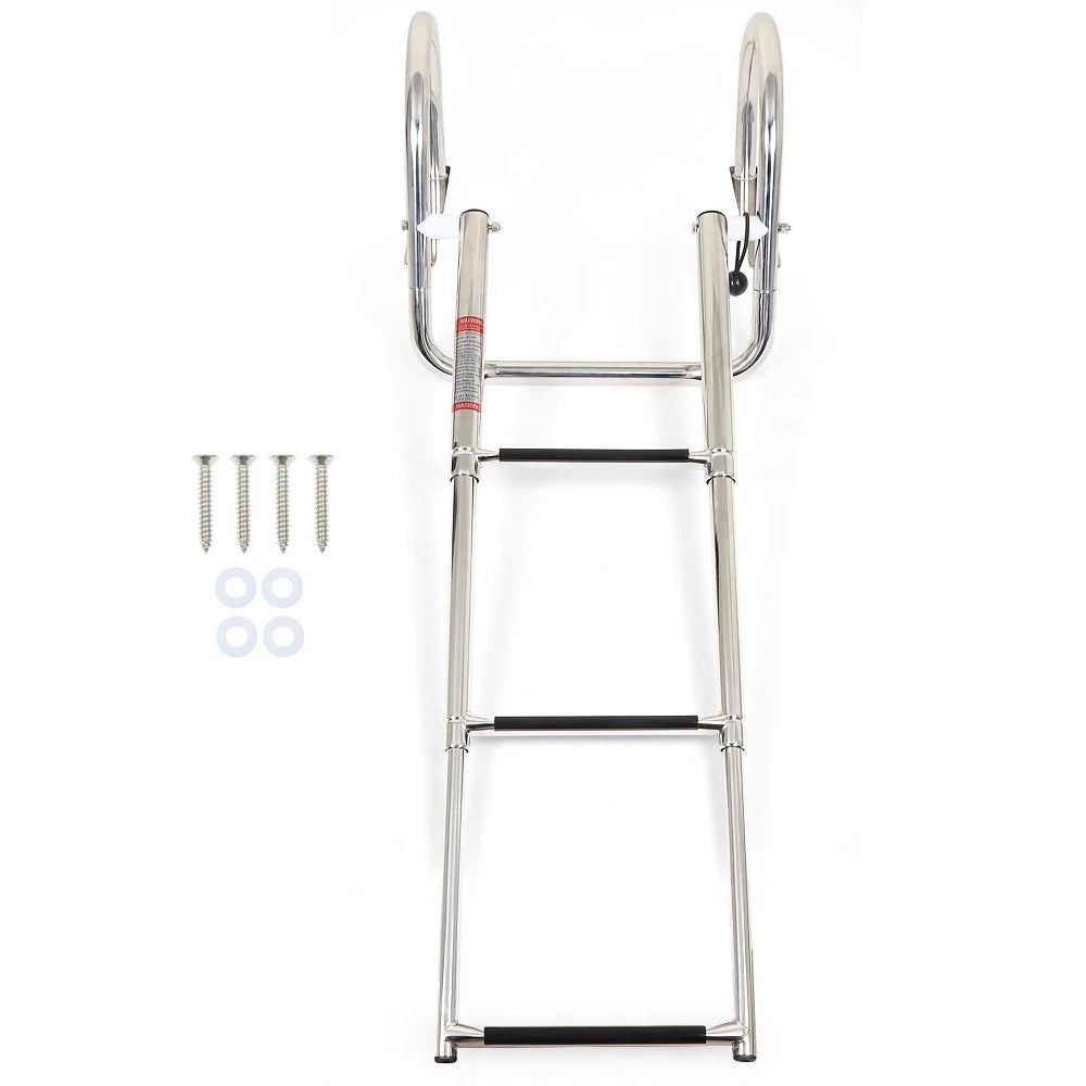 3 Step Folding Pontoon Ladder for Boats (Stainless Steel)