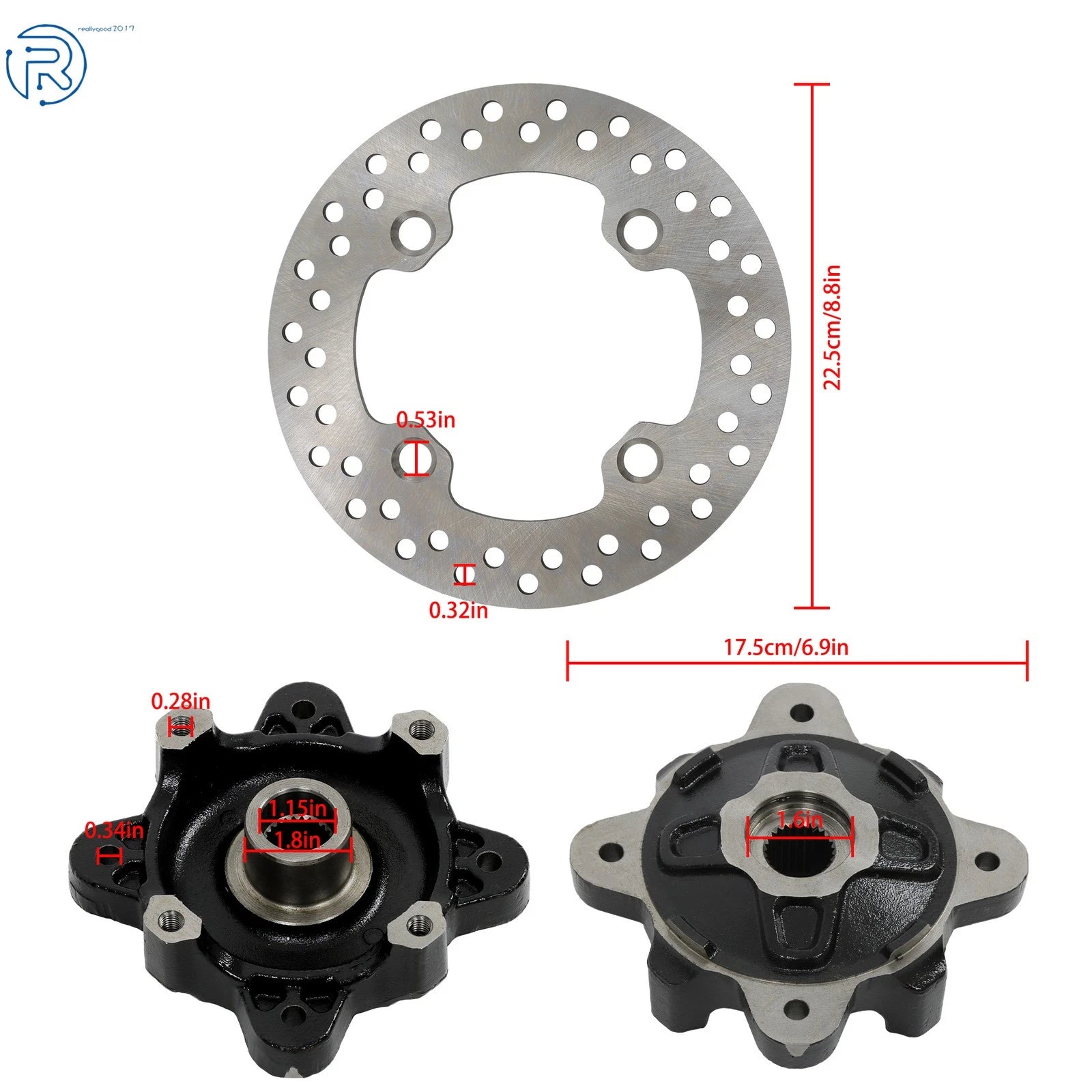 Front Wheel Hub Brake Rotor Kit for Polaris RZR 570 (2014–2019)