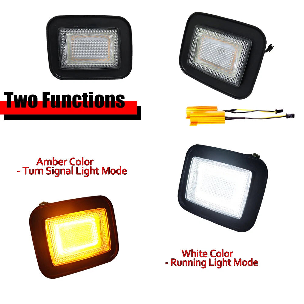Clear Switchback LED Front Bumper DRL Turn Signal Lights for Hummer H2 (2003–2009)