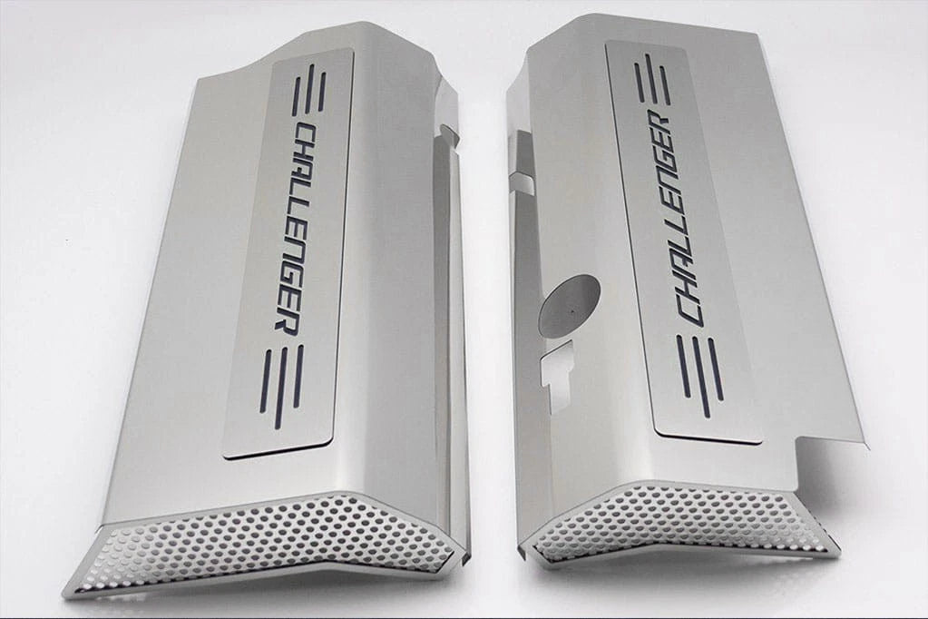 Fuel Rail Covers w/Black Brushed "Challenger" Inlay for 2008-11 SRT8 w/OE Intake