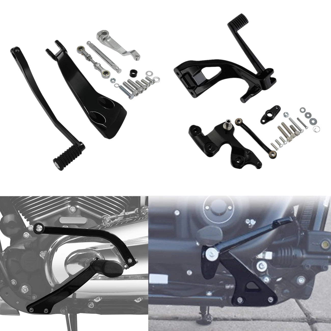 Black Mid-Controls Shifter Brake Pegs for Harley Fat Bob (2018–2023)