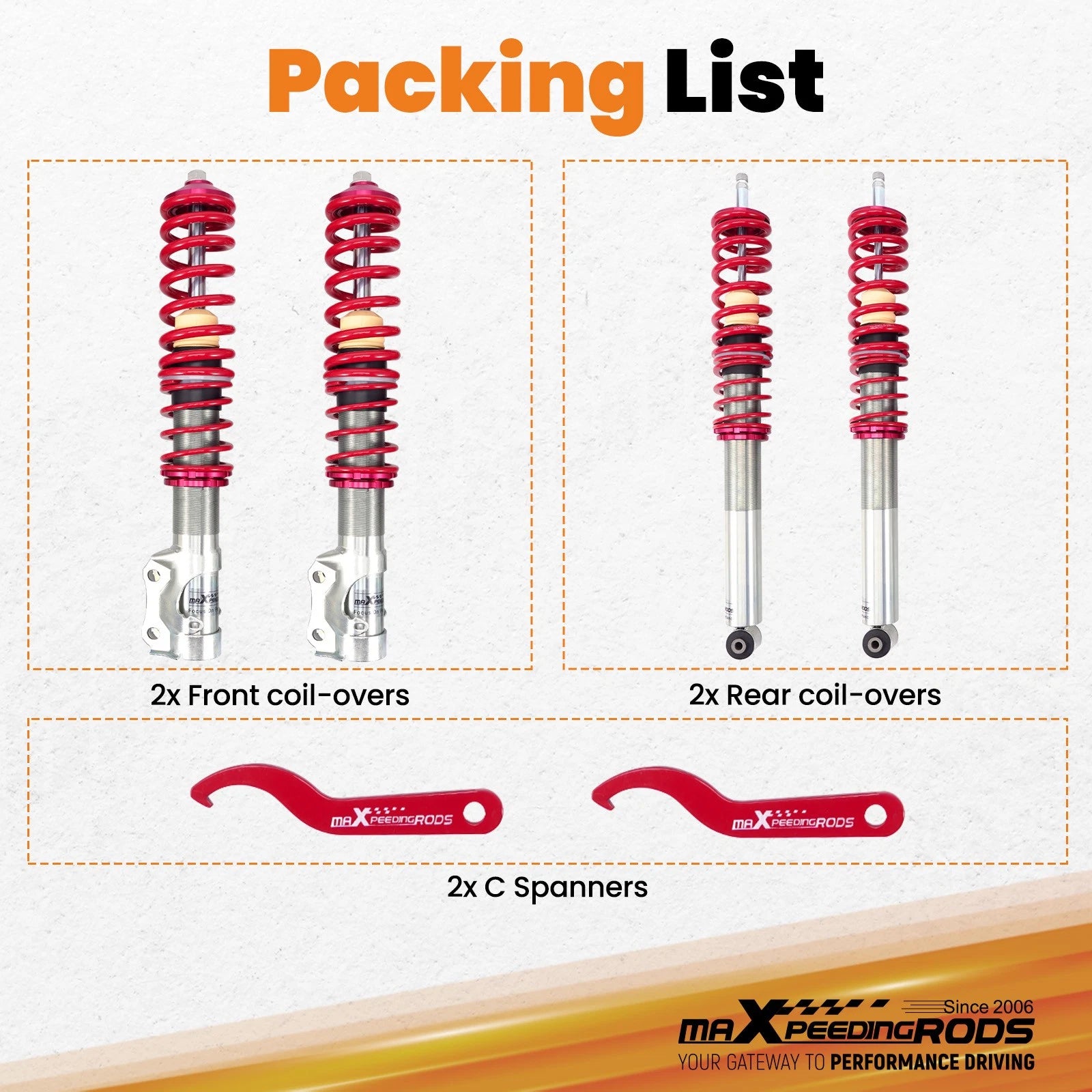 Coilover Struts Springs Kit for VW GTI Golf Jetta (1984-1998)