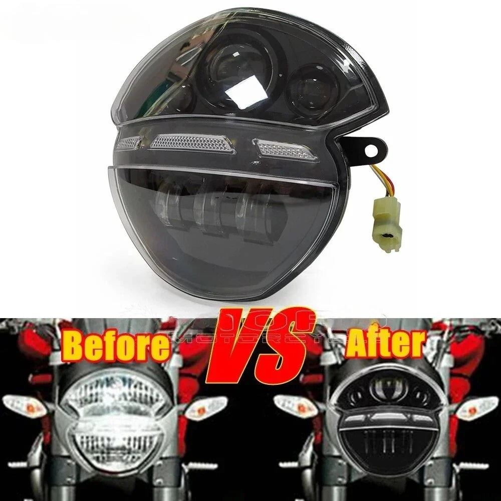Black LED Headlight Lamp for DUCATI MONSTER (2009–2013)
