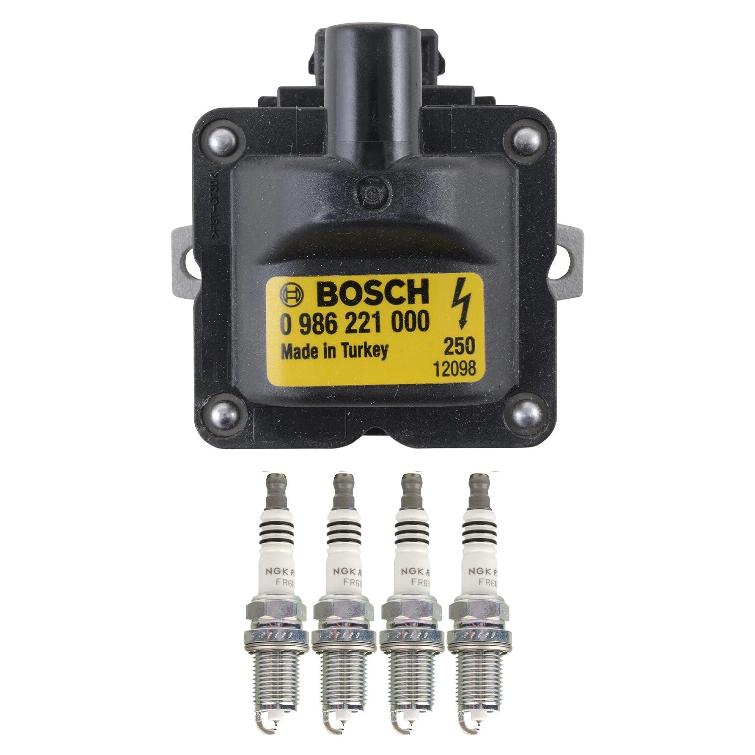 Ignition Coil & NGK 4 Ruthenium HX Spark Plug Kit for A4 S40 Jetta Passat (L4)