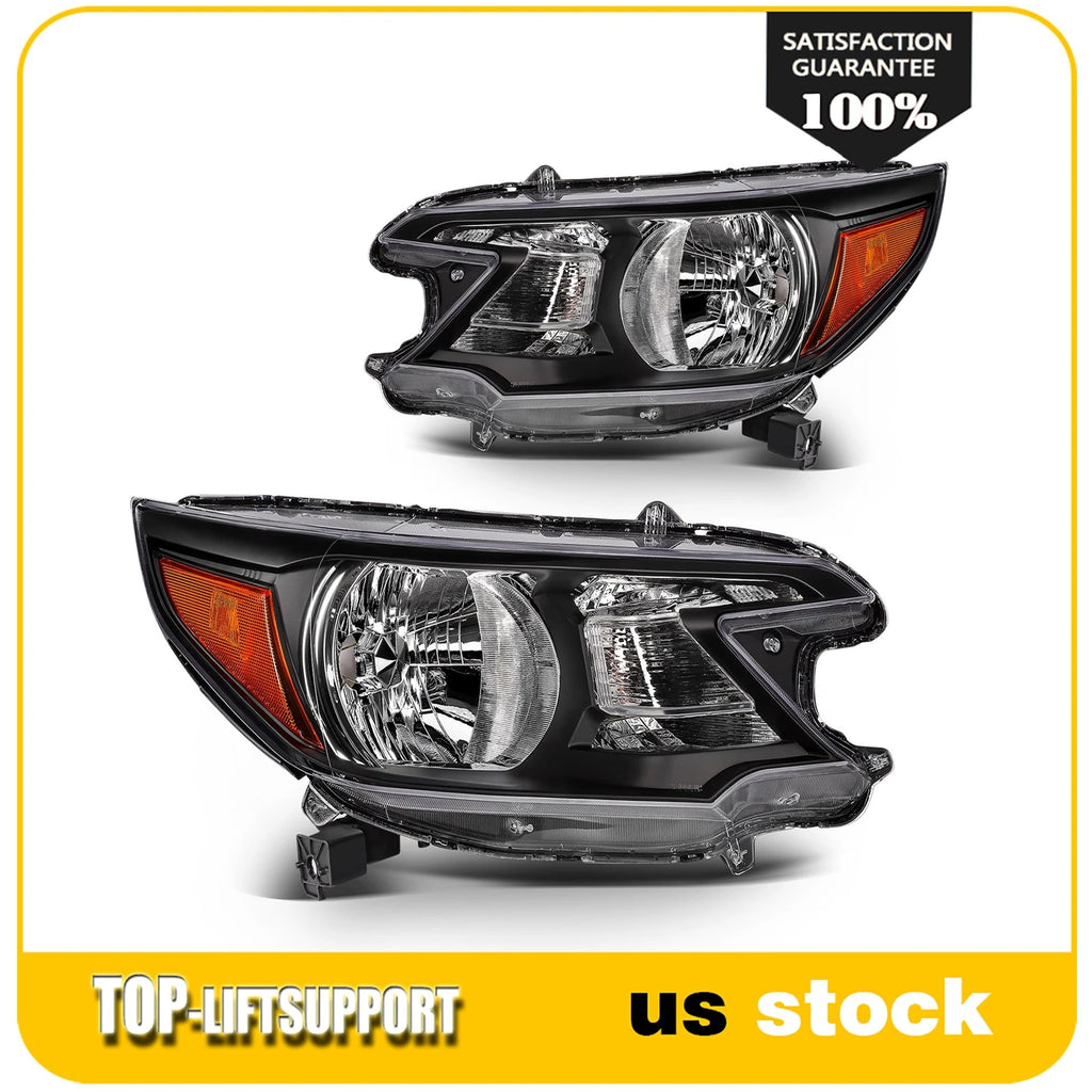 2X Black Headlight Assembly for Honda CR-V (2012–2014)