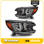 2X Black Headlight Assembly for Honda CR-V (2012–2014)