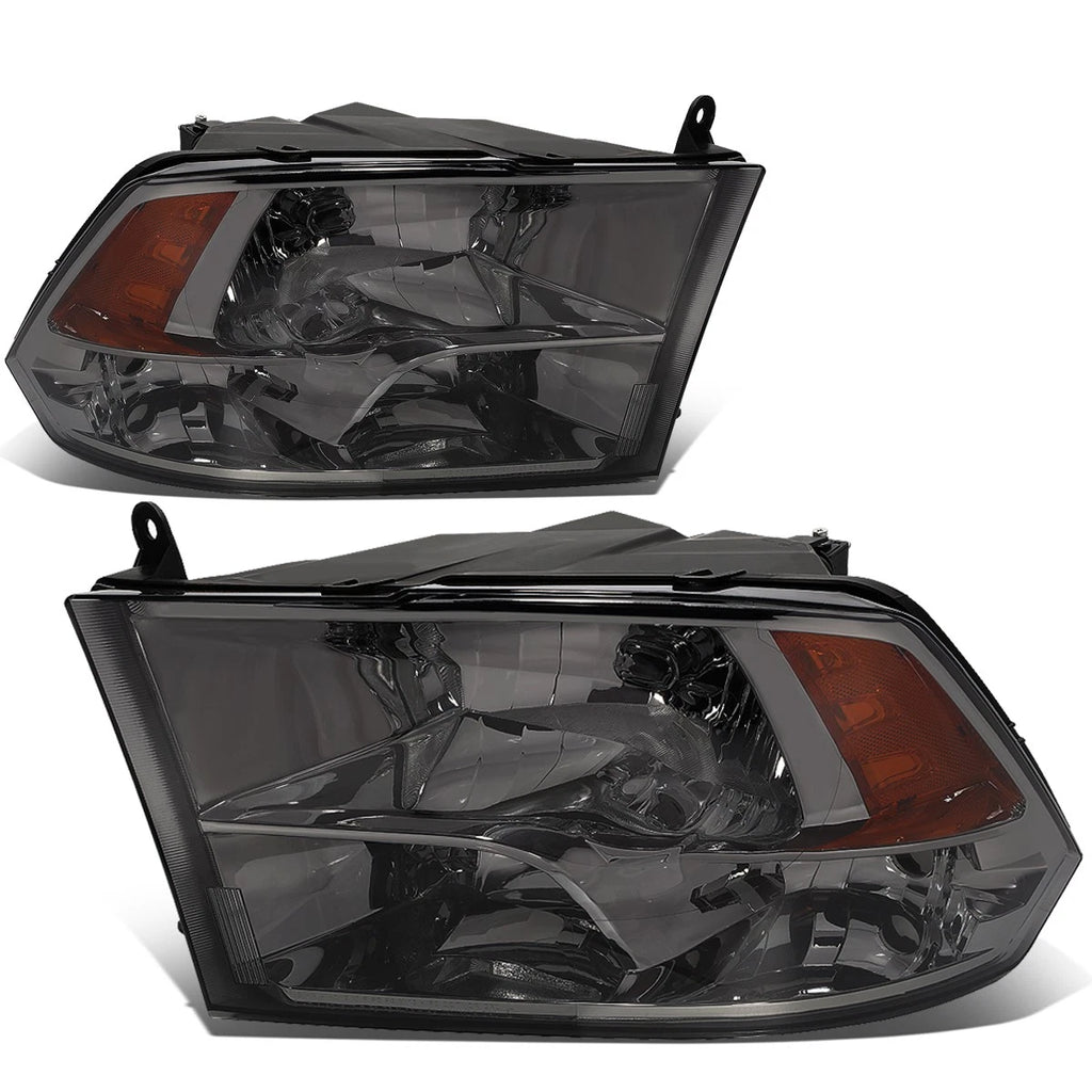 Smoked Housing Amber Side Quad Headlight Set for Dodge Ram Pickup (2009–2018)