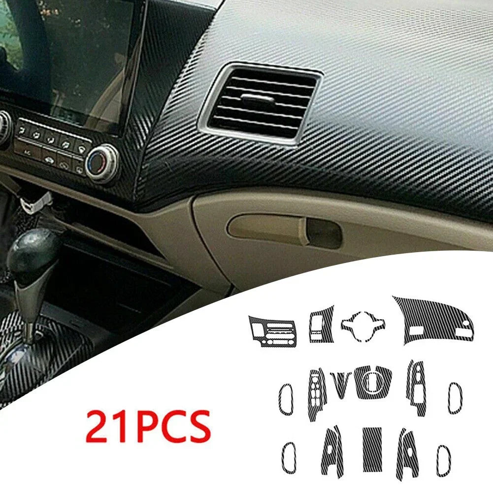 3D Carbon Fiber Pattern Car Interior Decals Trim for Civic (2006–2011)
