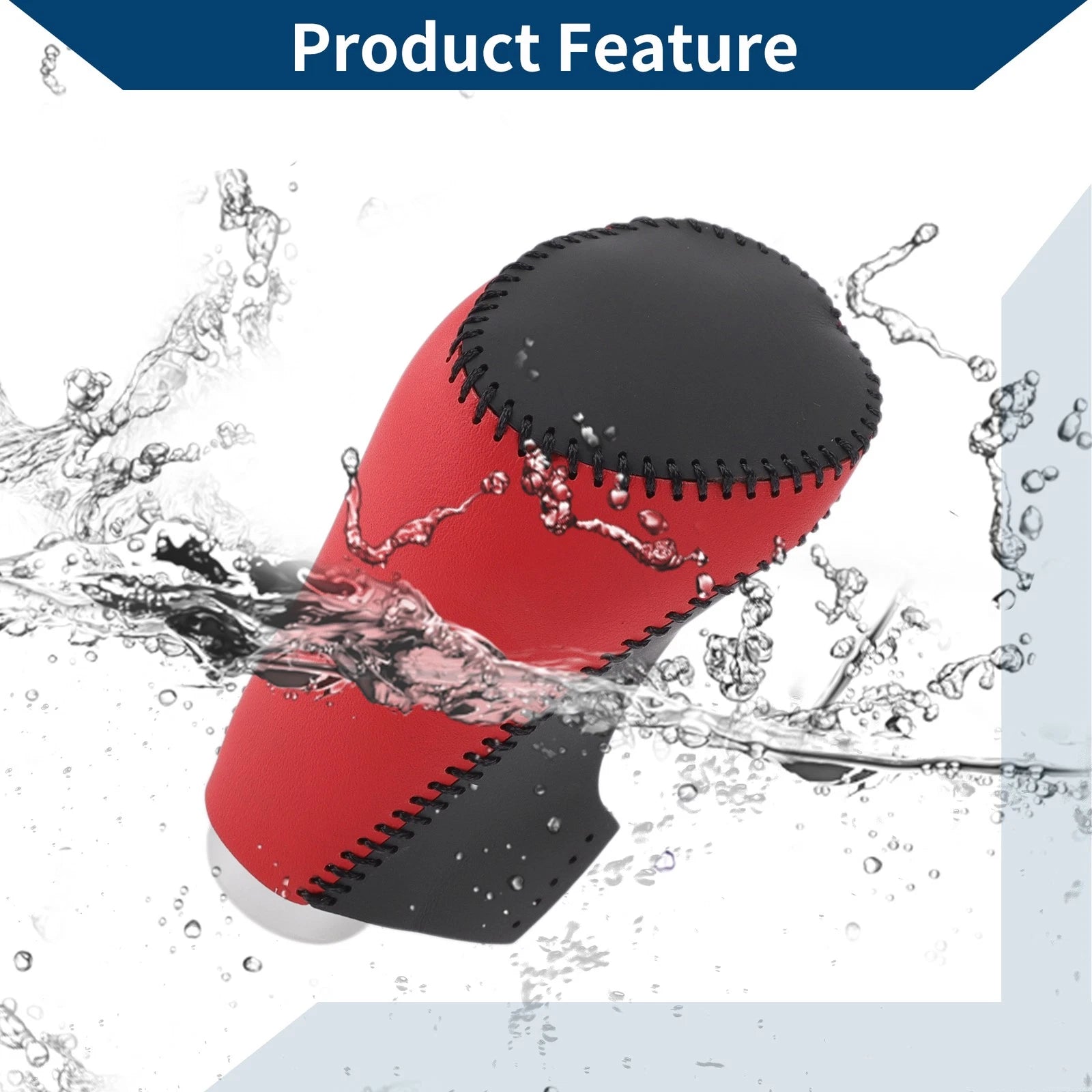 Gear Shift Knob Cover for Chevrolet Malibu (2016–2023) Red Black Faux Leather
