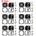 Set of 6 Carburetor Rebuilt Overhaul Kits for Zama RB-40 RB-85 FS400 450 C1Q-S33 34