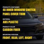 4X Carbon Fiber Look Inner Window Switch Panel Covers for Honda Accord (2018–2022)