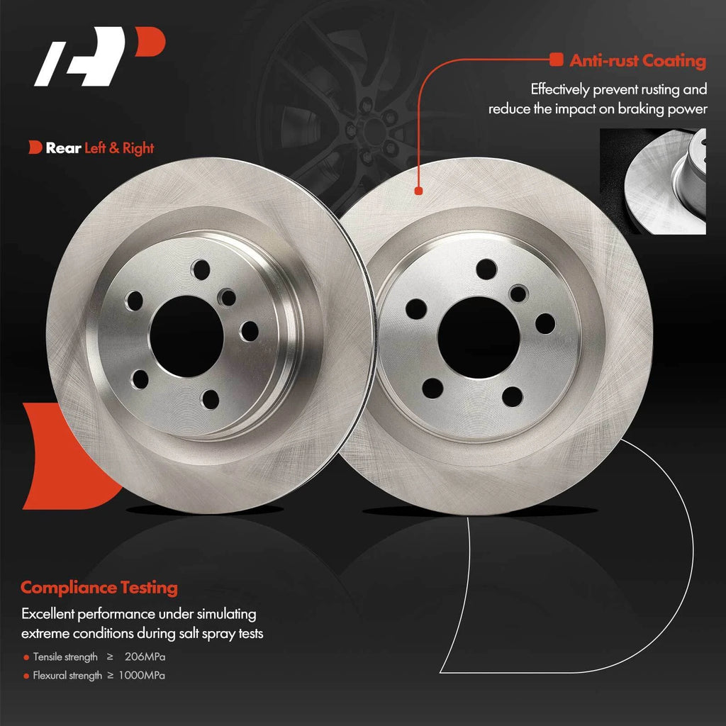Set of 2 Rear Disc Brake Rotors & Ceramic Pads for BMW X1 X2 (2016–2022)