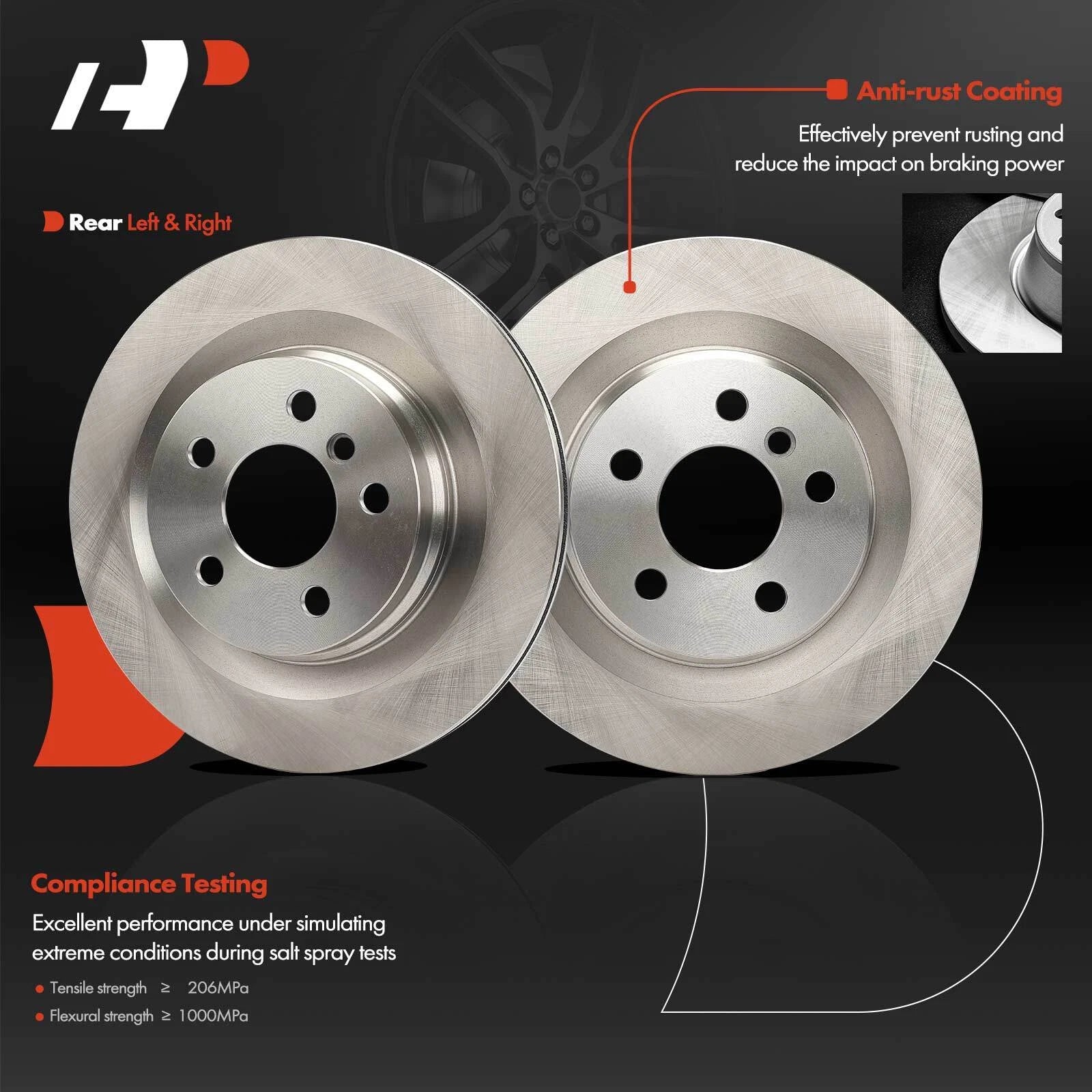 Set of 2 Rear Disc Brake Rotors & Ceramic Pads for BMW X1 X2 (2016–2022)