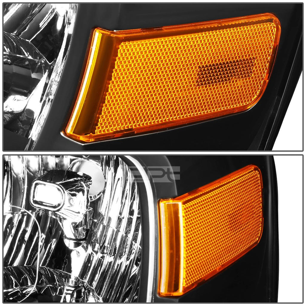 Pair of Black Housing Amber Side Headlights for Ford Expedition (2007–2014)