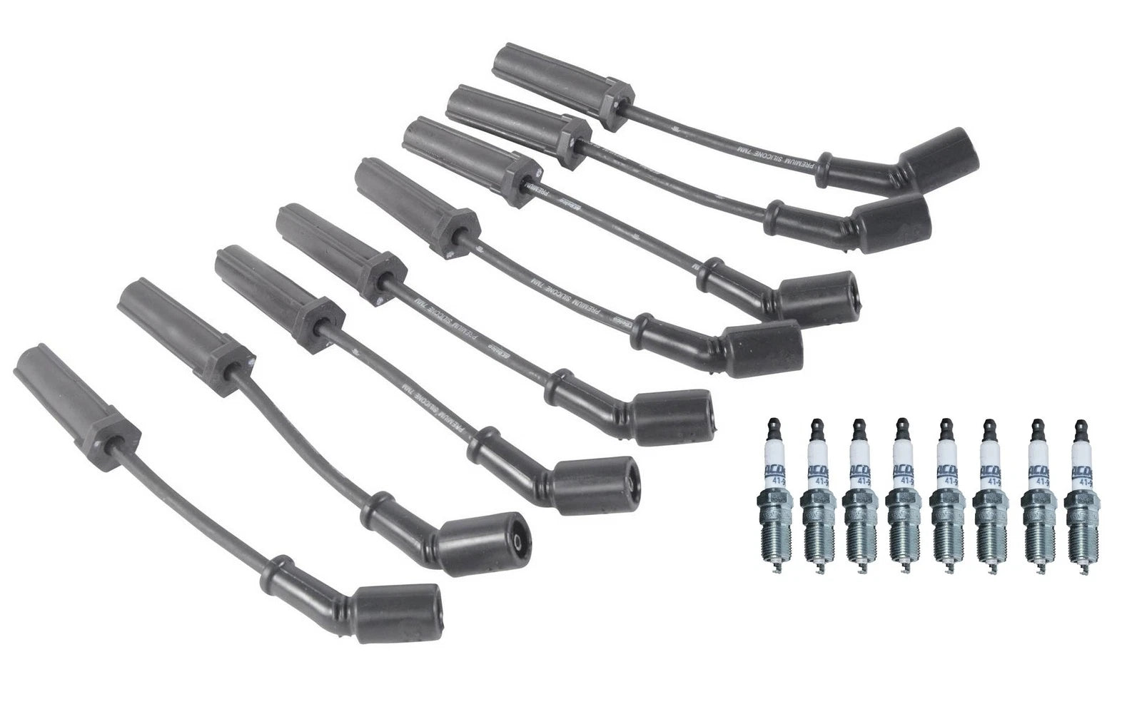 Set of 8 ACDelco Platinum Spark Plugs & Ignition Wire Set for Chevy Cadillac