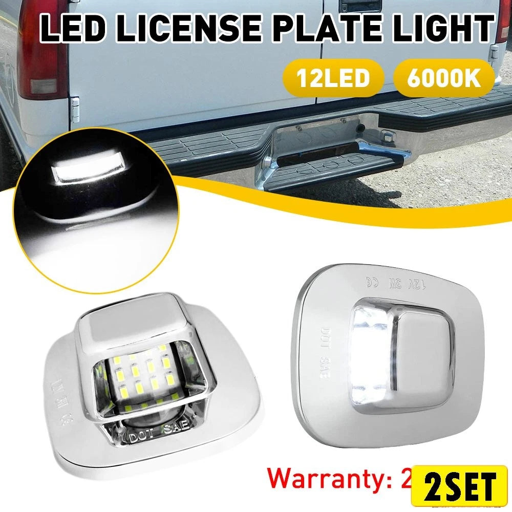 Set of 2 Chrome License Plate Lights for Chevy GMC C/K Tahoe Suburban Yukon