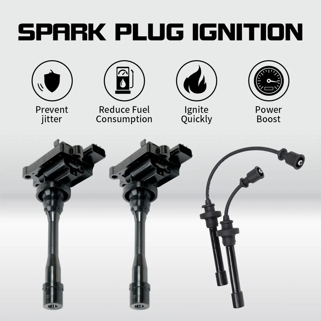 2 Ignition Coils + Spark Plug Wires for Mitsubishi Eclipse Lancer Galant (1995–2005)