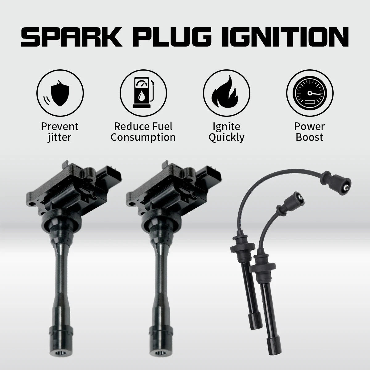 2 Ignition Coils + Spark Plug Wires for Mitsubishi Eclipse Lancer Galant (1995–2005)