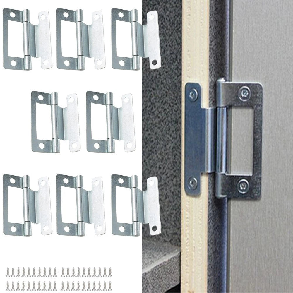 Set of 10 Steel Cranked Flush Hinges for Cupboard Doors