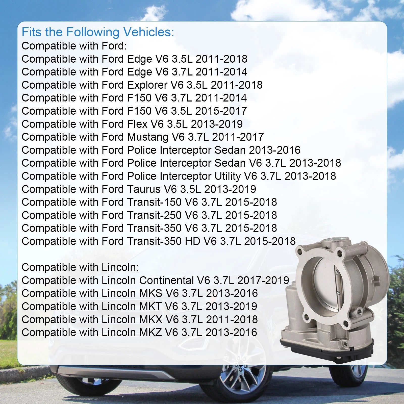 Throttle Body for Ford F-150, Mustang 3.7L (2011-2014)