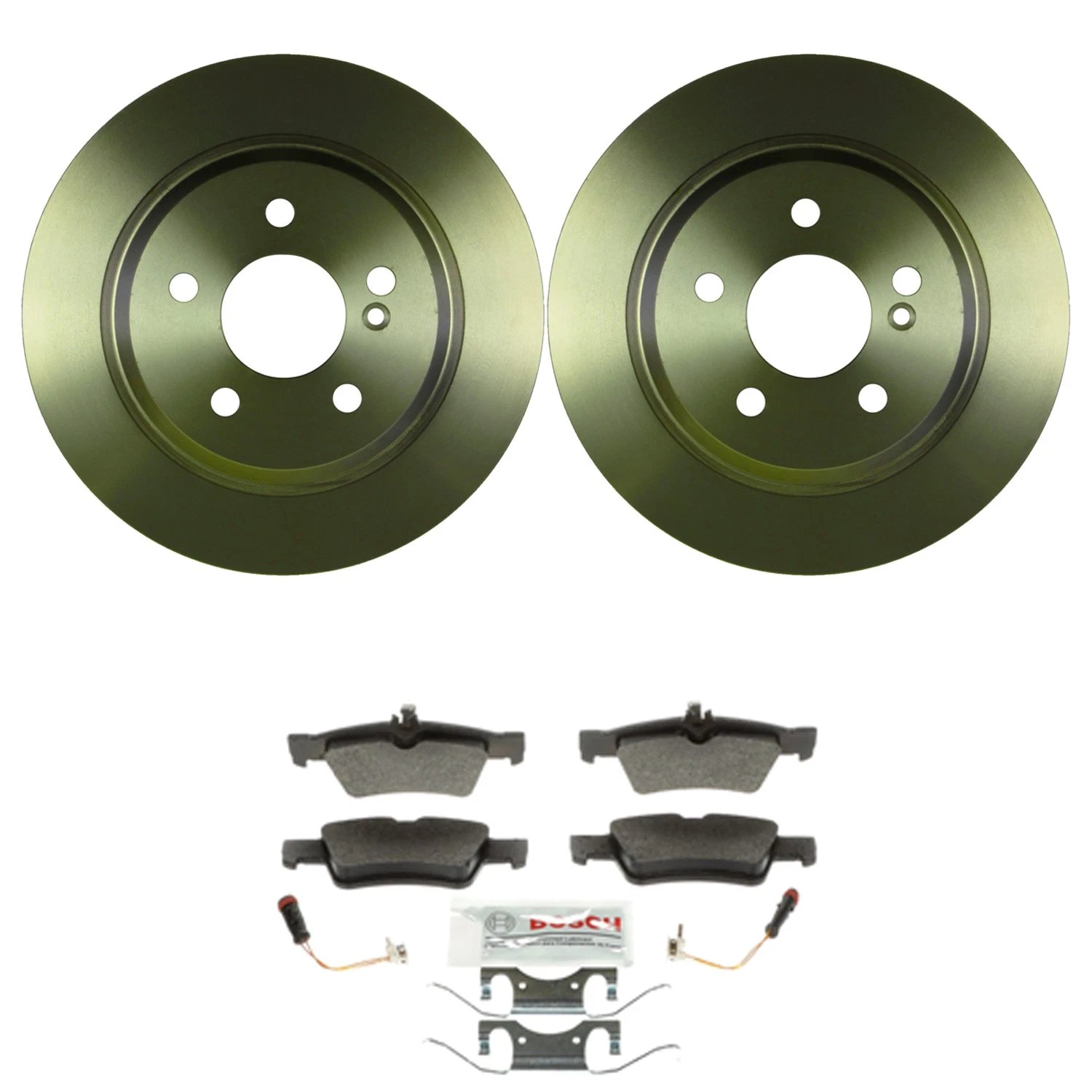 Bosch Rear Disc Brake Rotors & Semi-Met Brake Pads Kit for Mercedes C218 CLS400 W212 E350 (2012–2017)