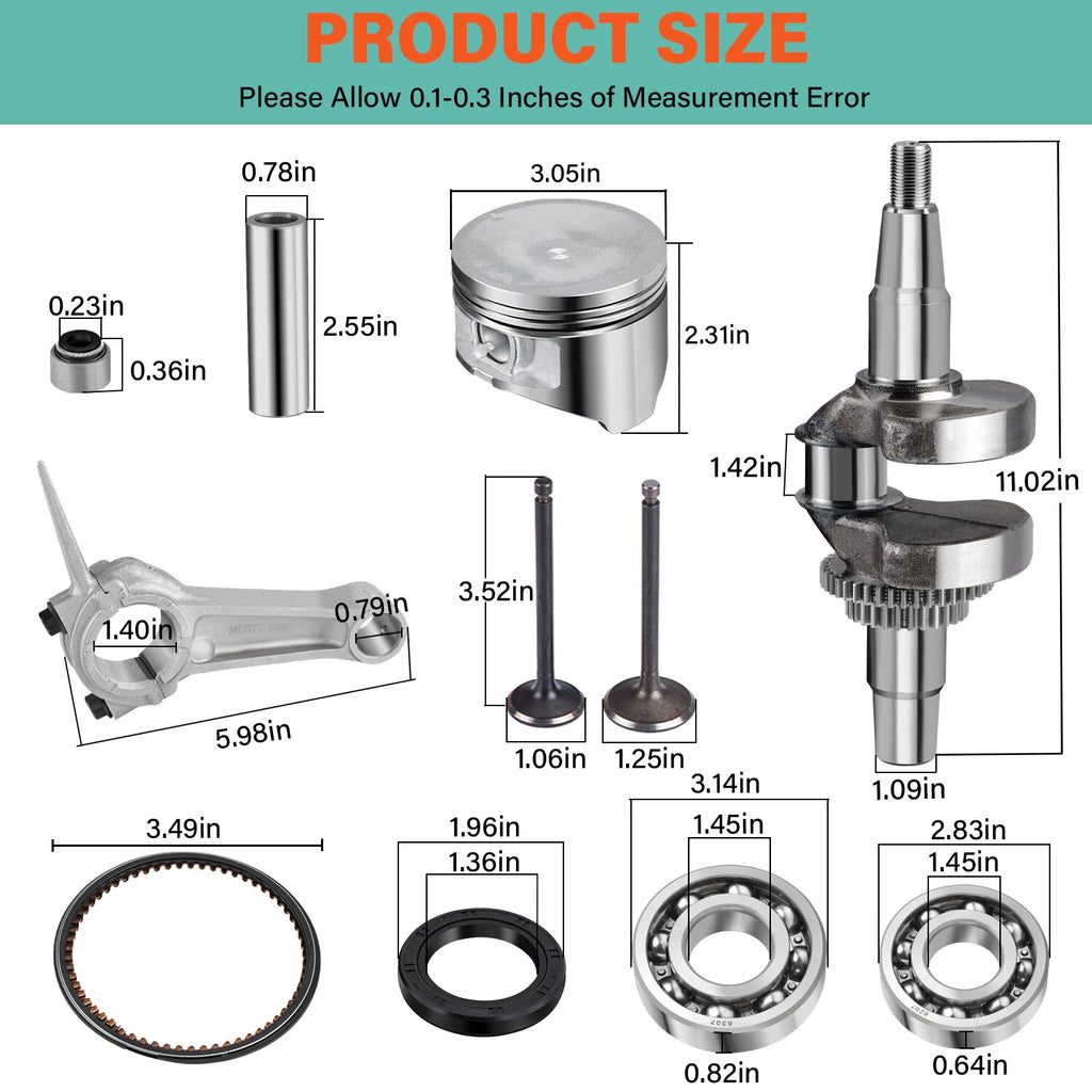 Crankshaft Connecting Rod Piston Valve for Yamaha Golf Cart G11 G16 G20 (1990–2006)