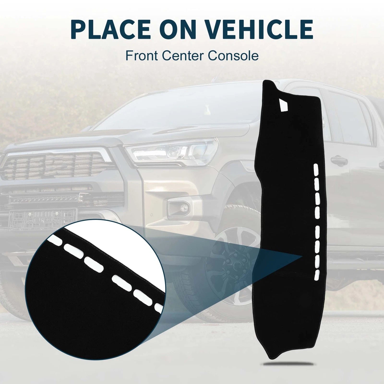 Dashboard Cover Mat for Toyota Hilux Gun125 (2017–2020) - Black, Set of 1