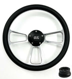 14 Inch Polished Steering Wheel for Universal Cars (Universal Fit)