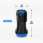 20Pc M12X1.25 Blue JDM Closed End Lug Nuts with Spline Locks & Key