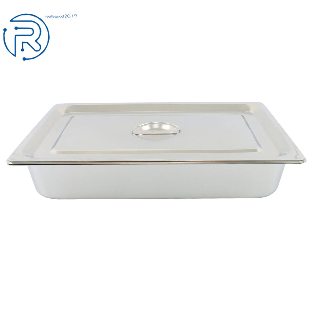Set of 4 Full Size Hotel Pans 4" Deep with Lids Stainless Steel