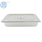 Set of 4 Full Size Hotel Pans 4" Deep with Lids Stainless Steel