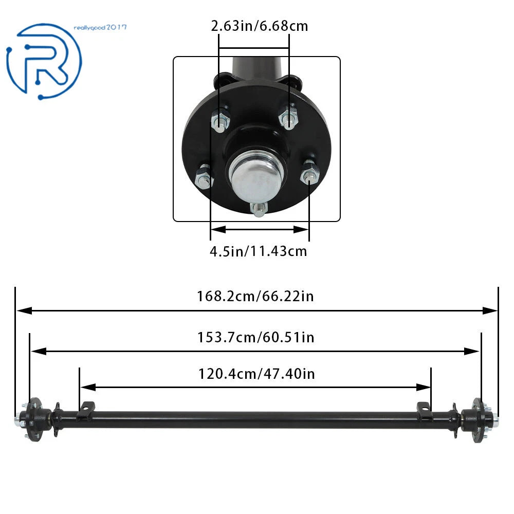 5 Lug Trailer Axle for 61" Hub Face (3.5K Capacity)