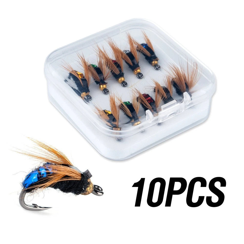 10pcs Fly Lures for Freshwater Fishing with Metal Hooks