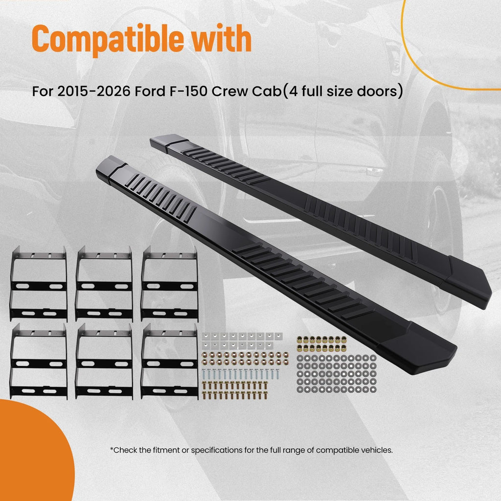 Side Steps Running Board for Ford F-150 Crew Cab (2015–2026) 6 Inch Non-Slip